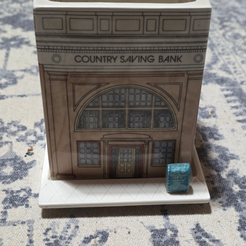 Vintage Country Savings Bank The Tuscany Collection Ceramic Planter Box